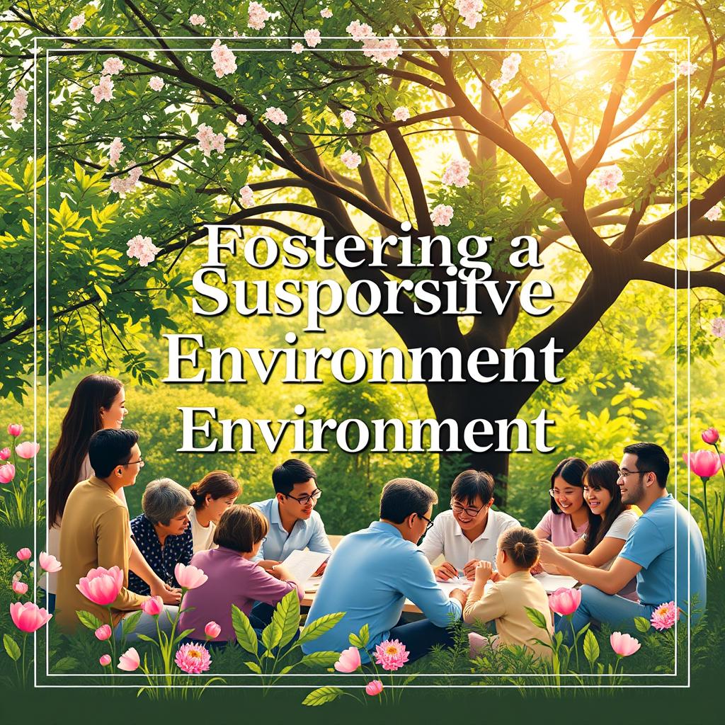 A visually appealing cover design centered around the theme "Fostering a Supportive Environment for Its Members"
