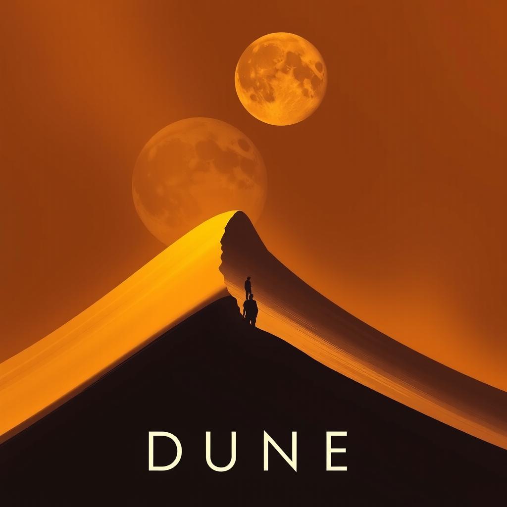A cinematic movie poster in Realism art style for the film 'Dune', featuring a huge sand dune as the main subject