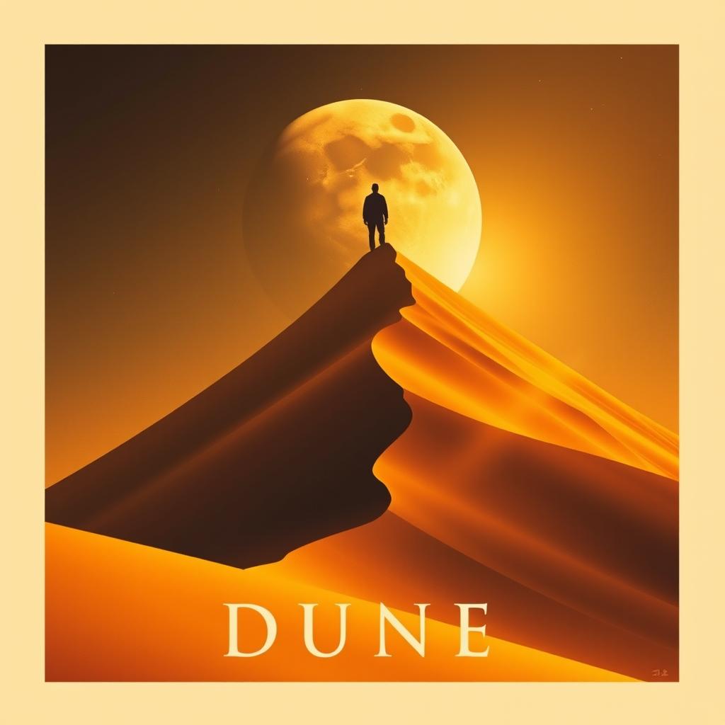 A cinematic movie poster in Realism art style for the film 'Dune', featuring a vast and towering sand dune as the primary focus