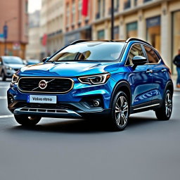 A Fiat Ritmo designed with Volvo styling cues, featuring a sleek and modern blue exterior