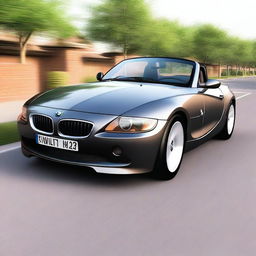 This is a high-quality digital rendering of a 2004 BMW Z4, a modern and stylish sports car