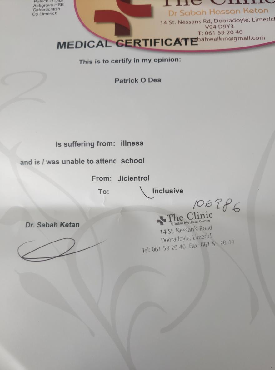 A medical certificate template featuring the necessary elements like a header, patient information, a doctor's statement, and dates
