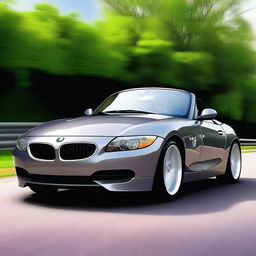 This is a high-quality digital art of a 2004 BMW Z4, a sleek, modern sports car