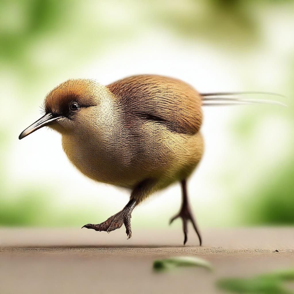 A high-resolution image depicting a Kiwi bird in full sprint