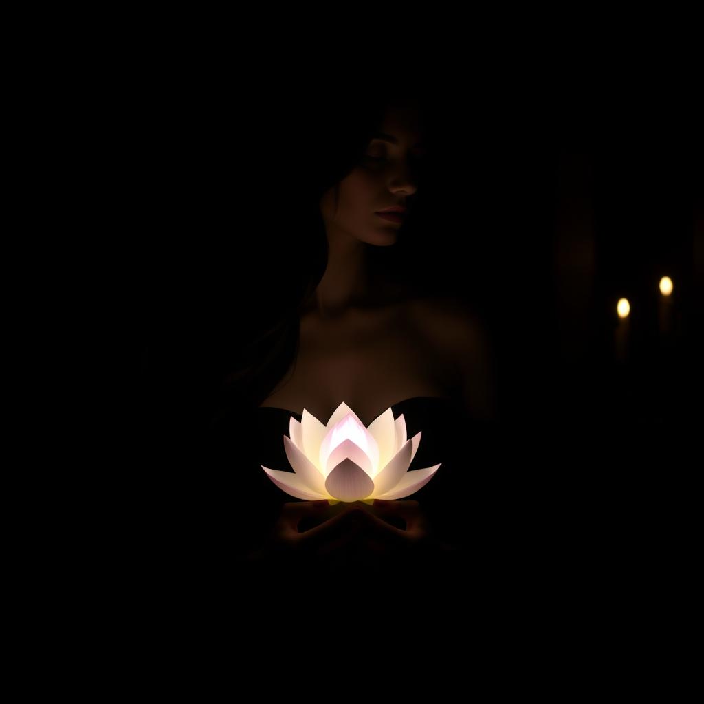 A silhouette of a beautiful and elegant woman with long, flowing black hair in graceful waves