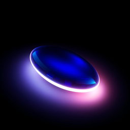 A stunning image depicting a beautifully almond-shaped object glowing with a gorgeous navy blue shine, set against a striking black background that emphasizes its shape and color
