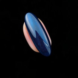 A mesmerizing image of an almond-shaped nail design with precise edges, set against a backdrop that mimics the depth of outer space