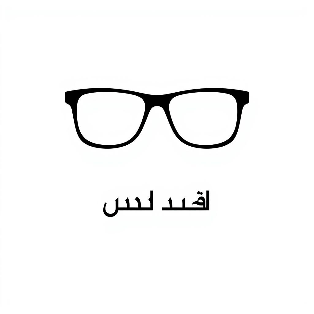 A logo design featuring a pair of stylish glasses above the text 'نظارات عمارة' (which means 'Architecture Glasses' in Arabic) elegantly placed below the glasses