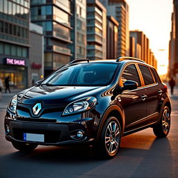 A sleek and modern black 2010 Renault Sandero 1