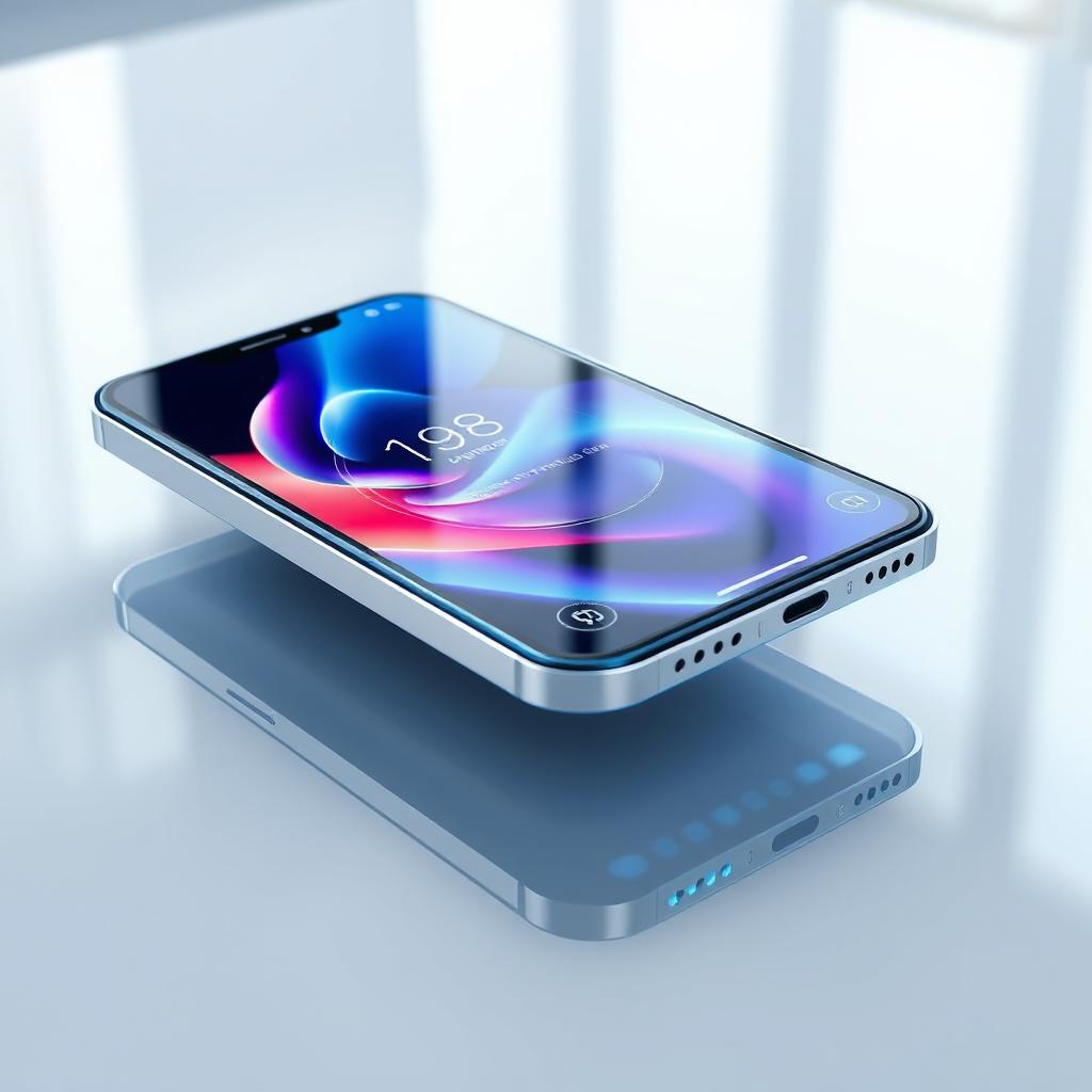 An ultra-modern smartphone design concept, branded as the 'iPhone 98'