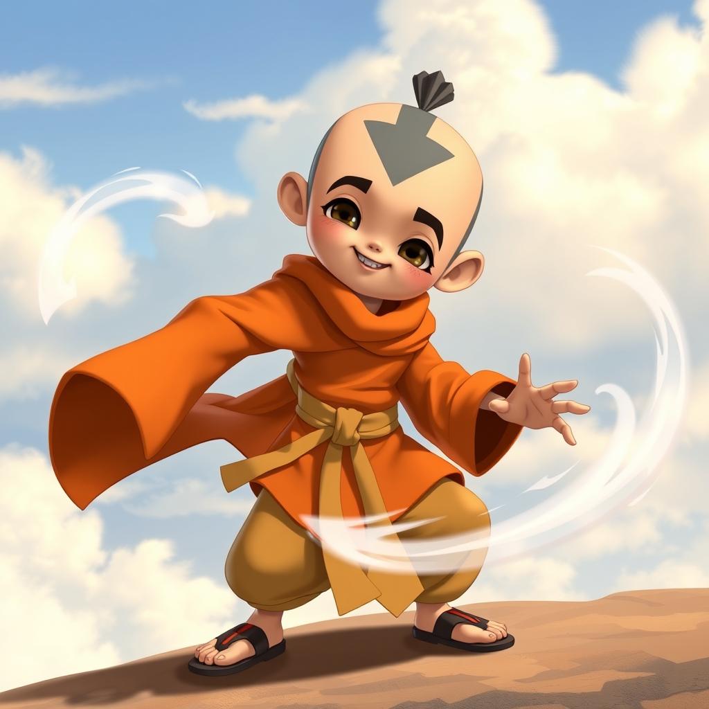 A fantasy character inspired by Aang from Avatar: The Last Airbender