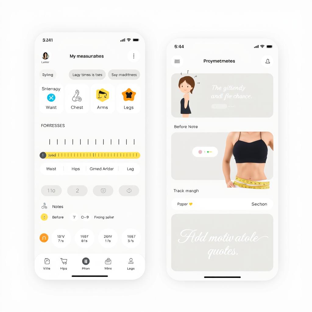 A visually appealing and user-friendly body measurement tracker interface design