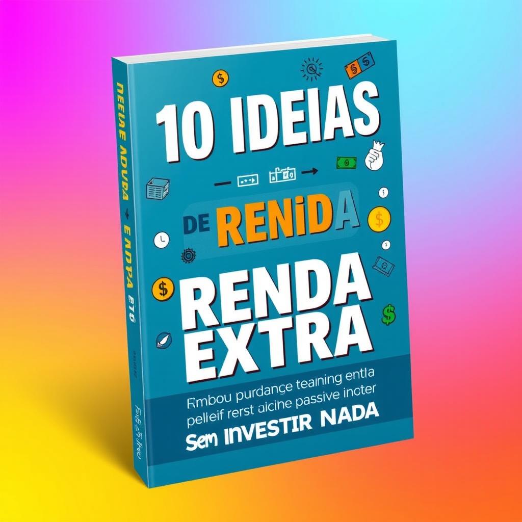 A persuasive e-book cover design featuring the title '10 Ideias de Renda Extra sem Investir Nada'