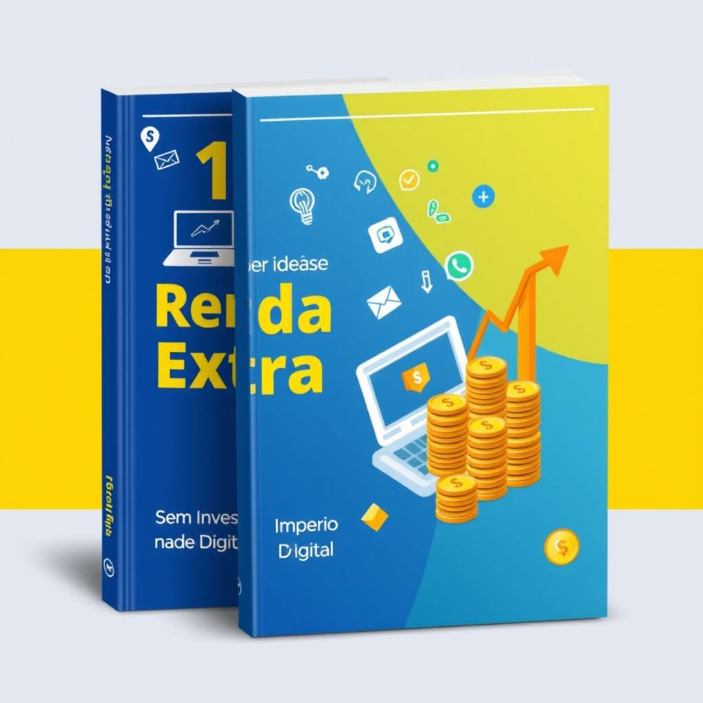 A captivating e-book cover design for '10 Ideias de Renda Extra sem Investir Nada de Império Digital'