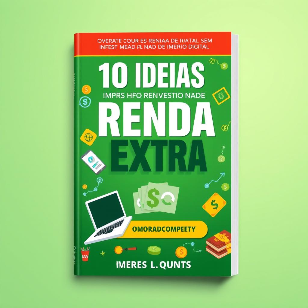 An enticing and professional e-book cover design for '10 Ideias de Renda Extra sem Investir Nada de Império Digital'