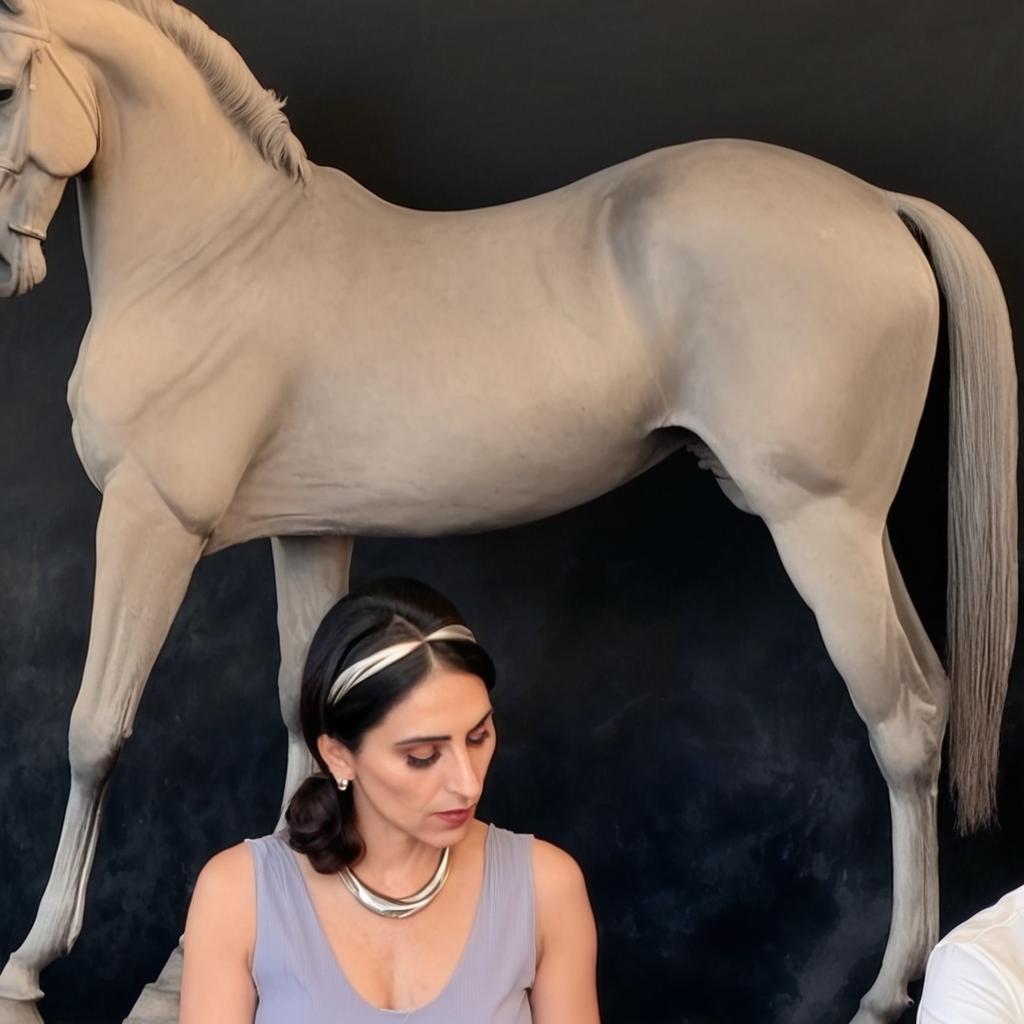 Artistry in Nature: Woman and White Horse Sculpture