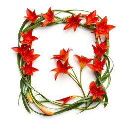 A visually stunning square picture frame made entirely of intertwined fire lilies, showcasing their vibrant red and orange petals