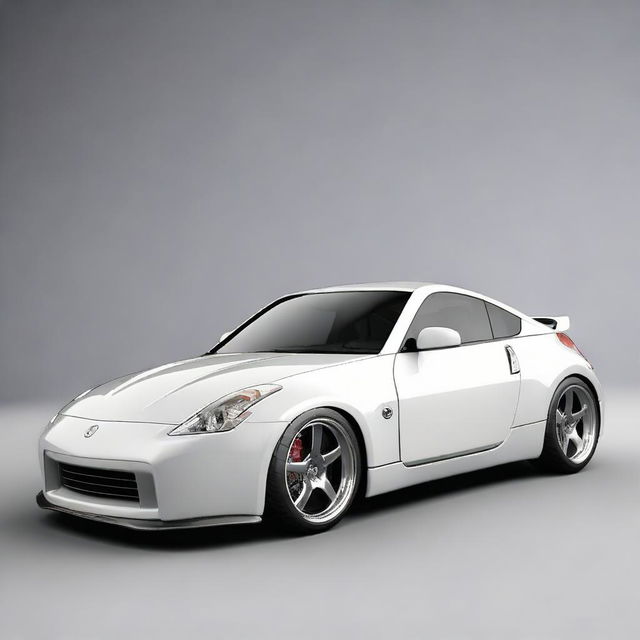 Render a Nissan 350Z sports car in a dynamic stance, viewed from the side.