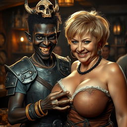 A dark and imaginative scene set in a medieval tavern