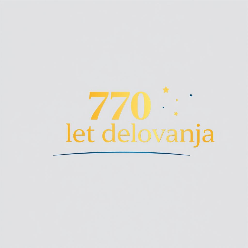A modern and elegant logo design featuring the phrase '70 let delovanja' prominently displayed