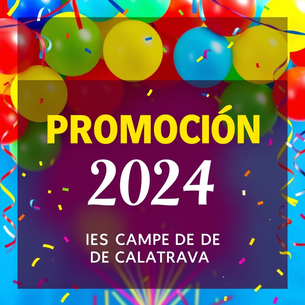 A vibrant graduation celebration poster featuring colorful balloons and festive decorations
