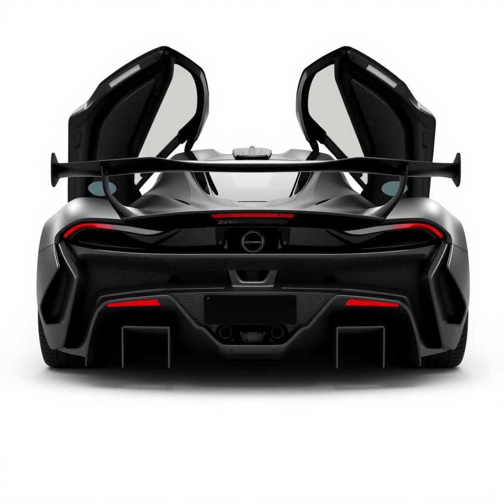 An impressive rear view of a high-performance sports car, highlighting its innovative design and bodywork elements