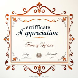 A beautifully designed certificate of appreciation featuring an elegant border and decorative elements