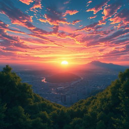 A stunning, ethereal landscape capturing the signature vibrancy and detailed aesthetics of Makoto Shinkai's anime style