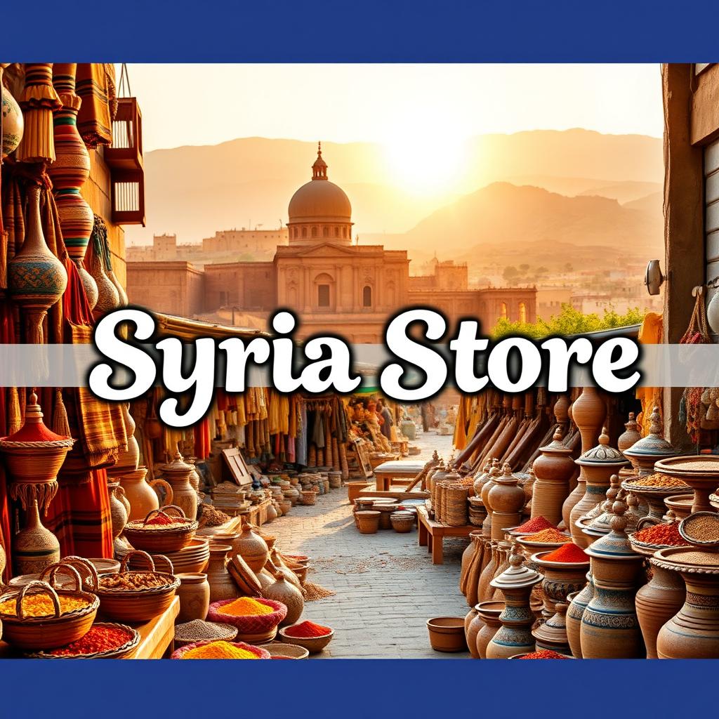 A visually striking Facebook cover image for a page named 'Syria Store'