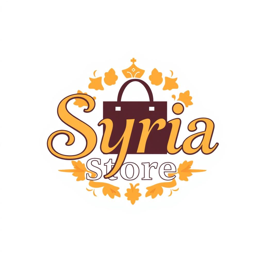 A logo design for 'Syria Store', incorporating elements that symbolize commerce and Syrian culture