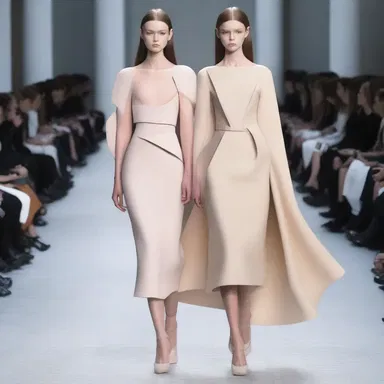 The designer incorporated anamorphic shapes and forms into the fashion collection, creating avant-garde and distorted silhouettes.