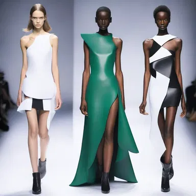 The designer incorporated anamorphic shapes and forms into the fashion collection, creating avant-garde and distorted silhouettes.