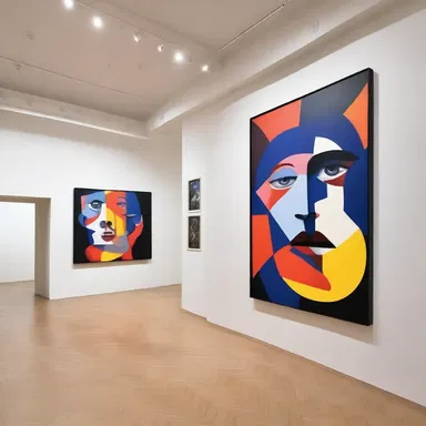 The artist used an anamorphic projection to create a visually striking and distorted image on the gallery wall.