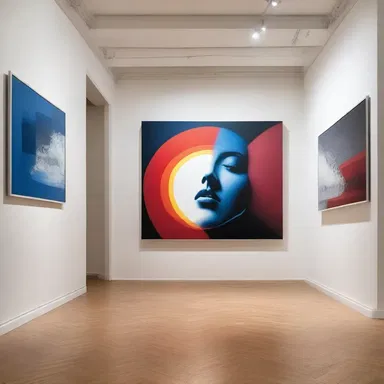 The artist used an anamorphic projection to create a visually striking and distorted image on the gallery wall.