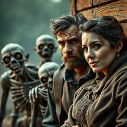 A semi-realistic high-quality image featuring a family scene on the right side