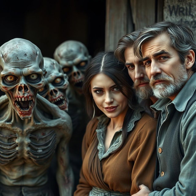 A semi-realistic high-quality image featuring a family scene on the right side