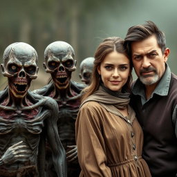 A semi-realistic high-quality image featuring a family scene on the right side
