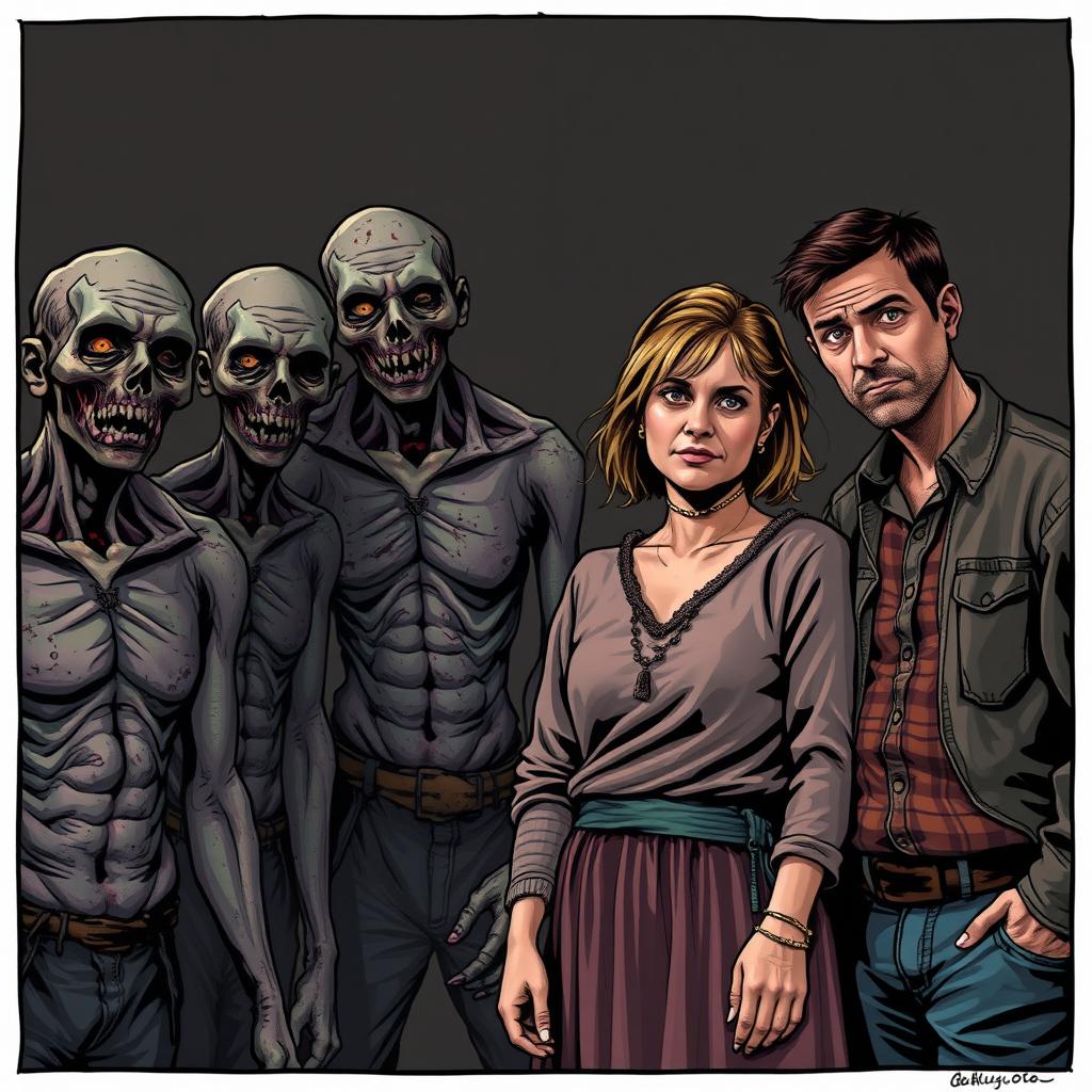 A family portrait featuring a father, mother, and their teenage son positioned on the right side of the image