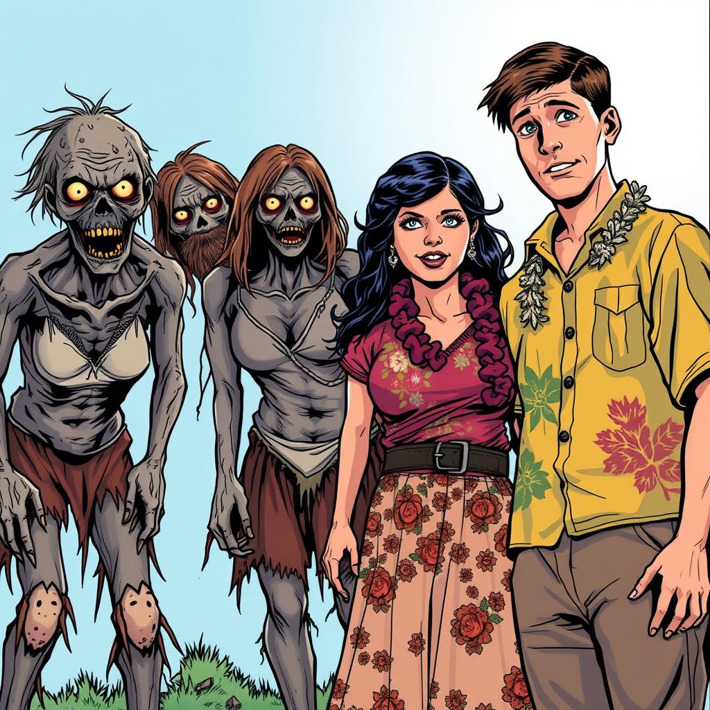 A family scene featuring a father, a Hawaiian mother, and a teenage son on the right-hand side
