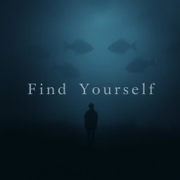A dark, ethereal scene capturing the essence of introspection and self-discovery