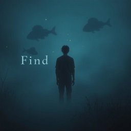 A dark, ethereal scene capturing the essence of introspection and self-discovery