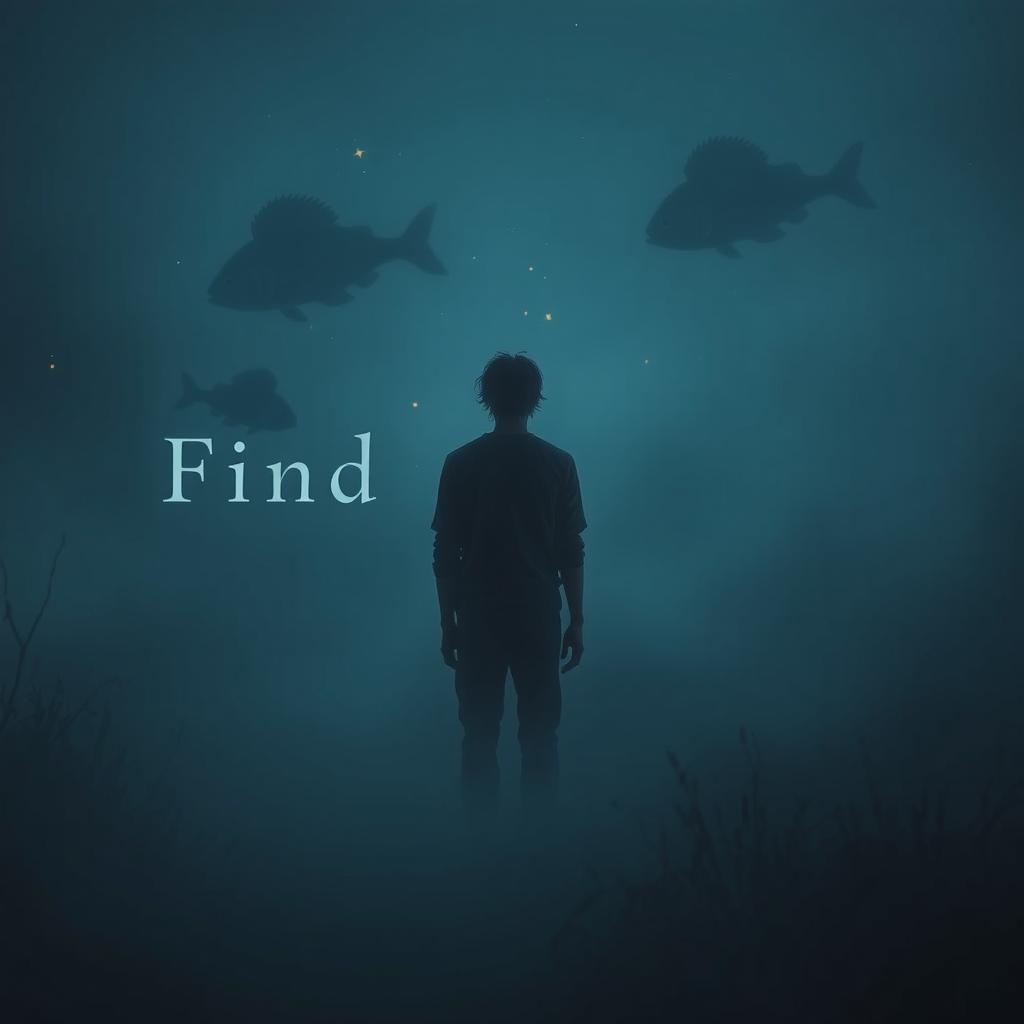 A dark, ethereal scene capturing the essence of introspection and self-discovery