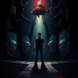 A striking and intense conceptual artwork representing the themes of self-discovery and internal struggle from the song 'Find Yourself'