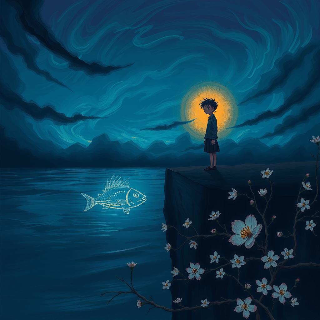 A deep, introspective illustration representing the themes of self-discovery and emotional struggle