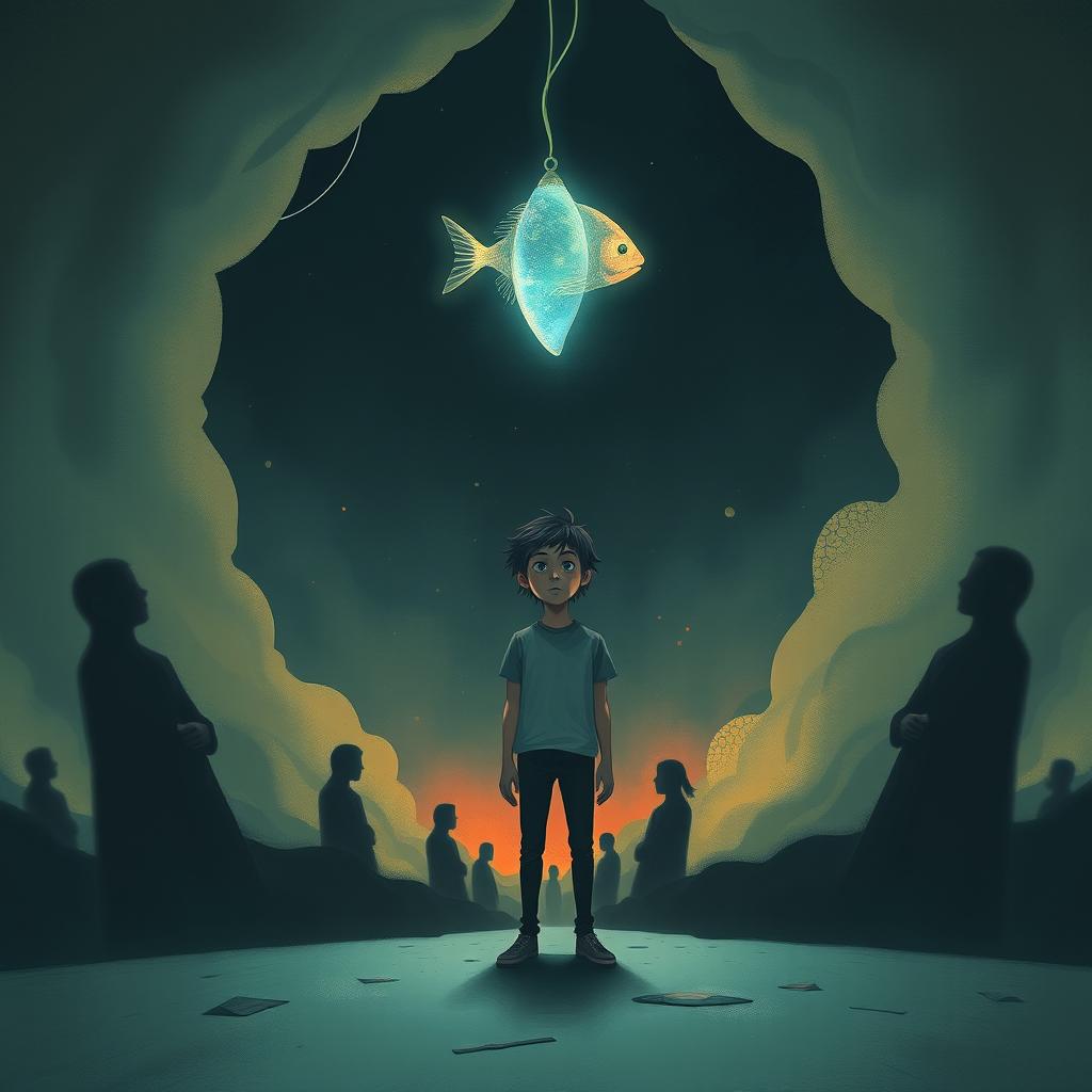 A surreal and emotional illustration representing the themes of self-discovery, chaos, and individualism from the lyrics