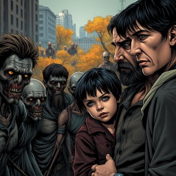A family composed of a father, mother, and a young boy on the right side of the image