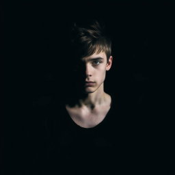 A moody portrait representing the themes of self-discovery and inner turmoil reflected in lyrics