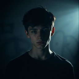 A moody portrait representing the themes of self-discovery and inner turmoil reflected in lyrics
