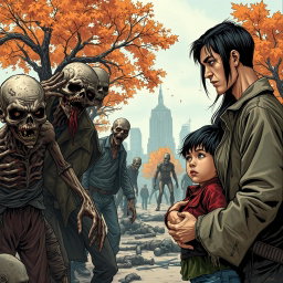 A dramatic scene depicting a stark contrast between life and death