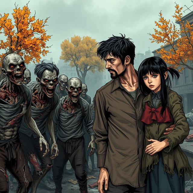 A dramatic scene depicting a stark contrast between life and death